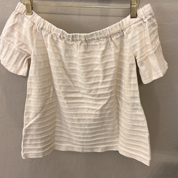 Madewell Off the shoulder texture top, cream, sz M, short sleeve, knit - Picture 7 of 13